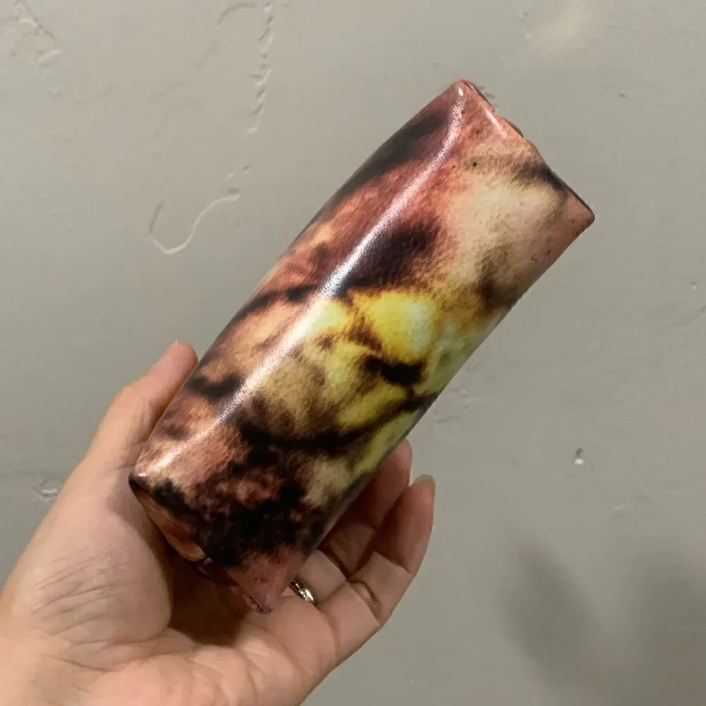 Handmade Genuine Leather  Tie-dye Print Kisslock Wallet/Wristlet/Coin purse